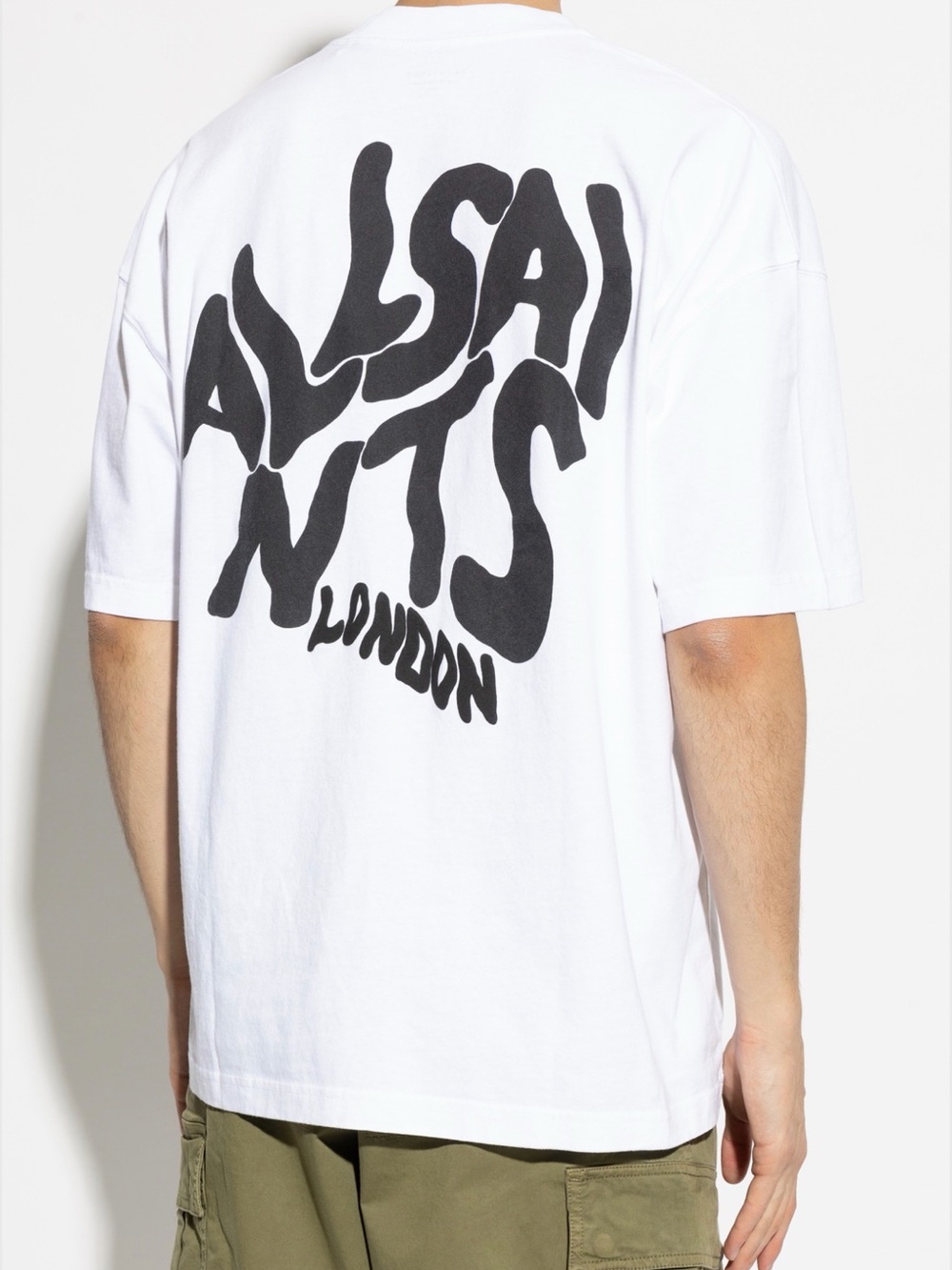 AllSaints White T-Shirt with Black Chest Logo - Picture 2 of 6